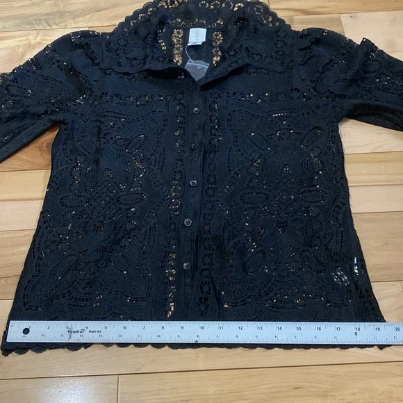 Joie Elegant Black Lace Blouse with Gorgeous Collar - Picture 5 of 15